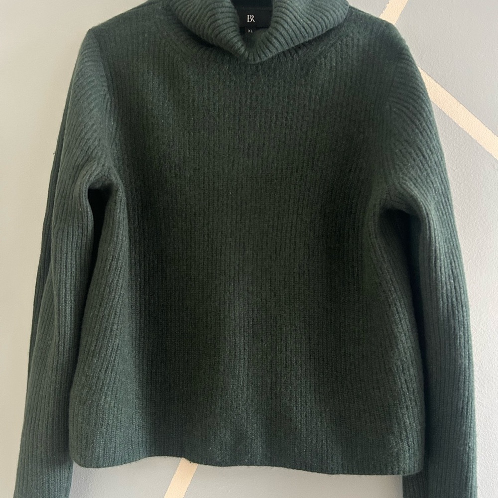 Banana Republic Luxury Cashmere Knit Green Turtle Neck Sweater XL
